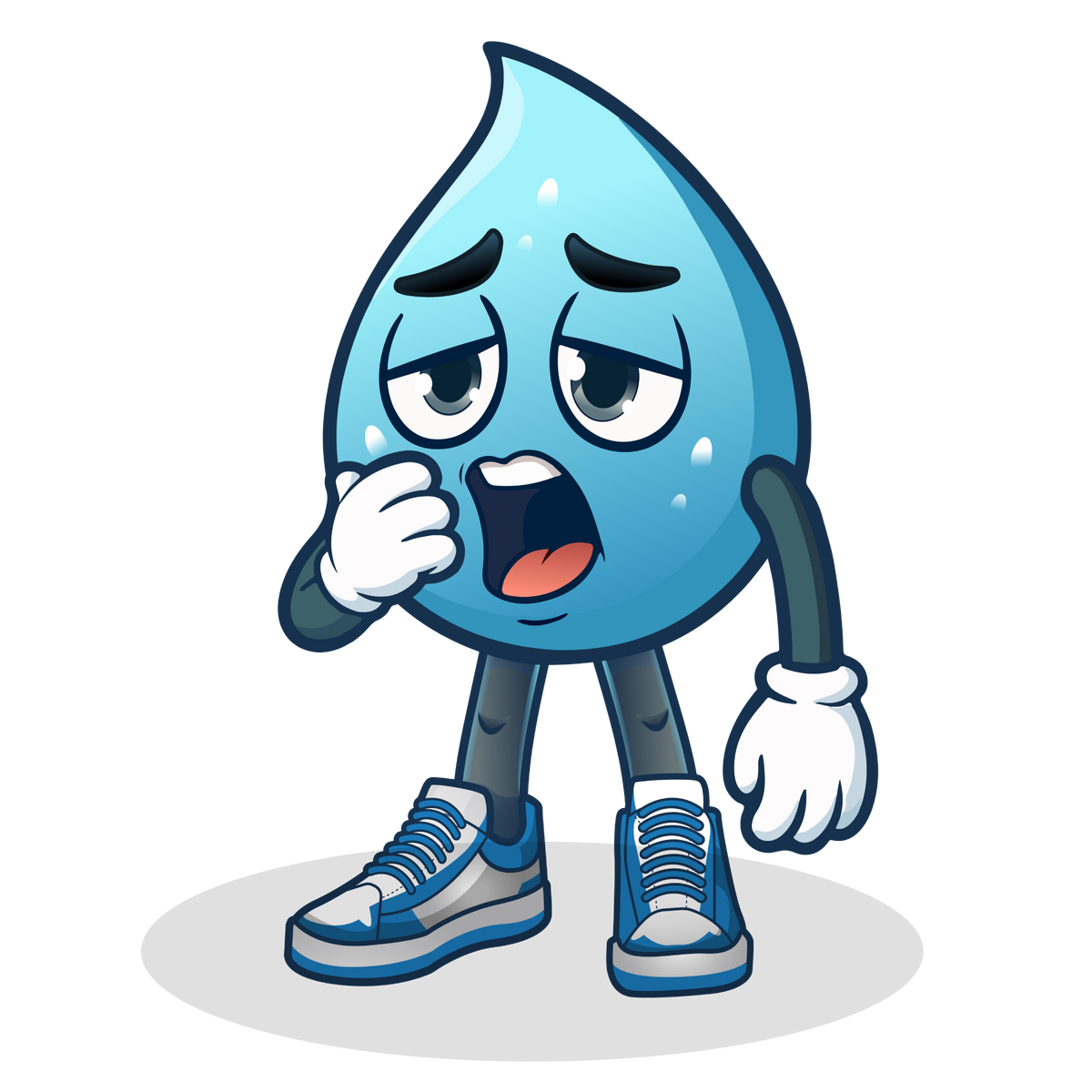 Hydrate Buddy character with a yawning expression